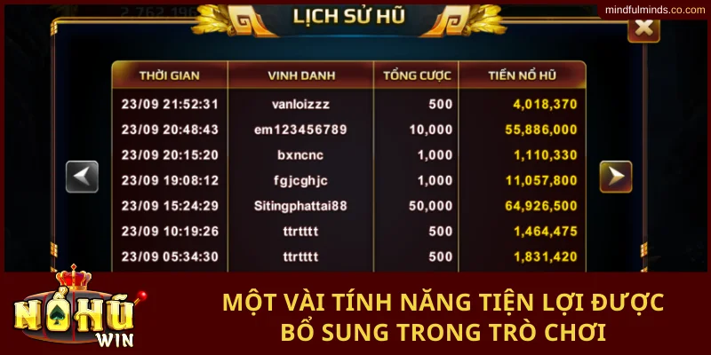 Một vài tính năng tiện lợi được bổ sung trong trò chơi